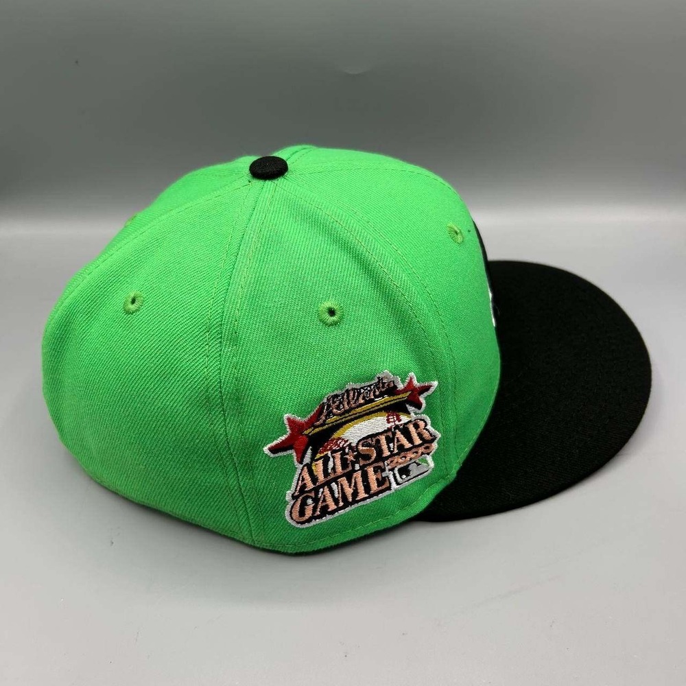 Atlanta Braves Hat Men 7 1/4 Green Black 59Fifty New Era MLB Fitted Cap